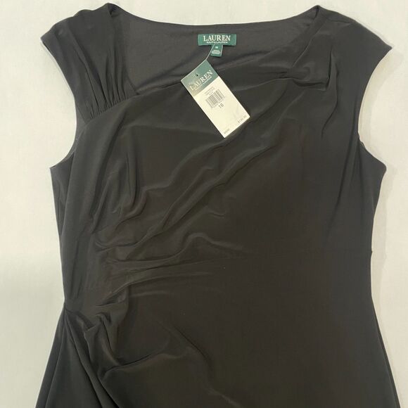 ~ NEW Lauren Ralph Lauren 16 LBD Cocktail Dress Black Asymmetrical LRL Lined - Picture 5 of 11